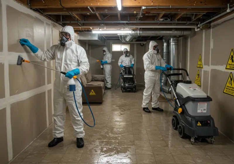 Basement Moisture Removal and Structural Drying process in New Bern, NC